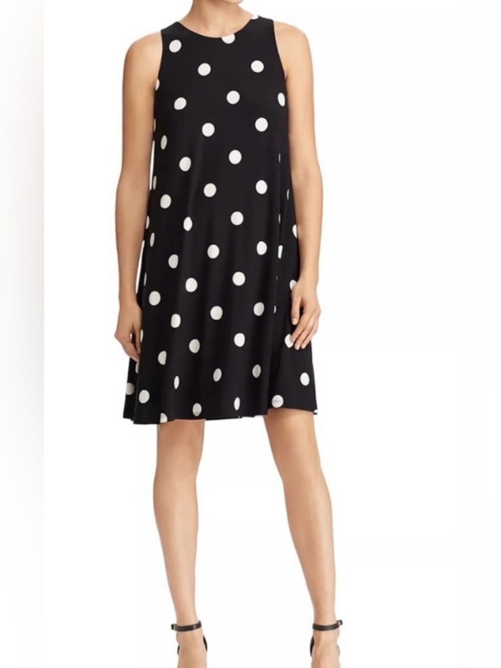 Lauren Ralph Lauren Black & White Polka Dot Sleeveless Dress Size 10